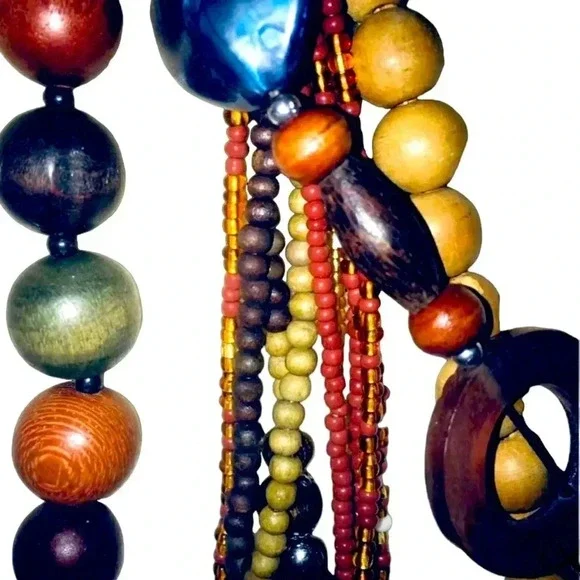 Lot of Wood Wooden Bead Beaded Necklaces - Picture 6 of 7